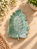 Seafoam green leaf-shaped jewelry dish
